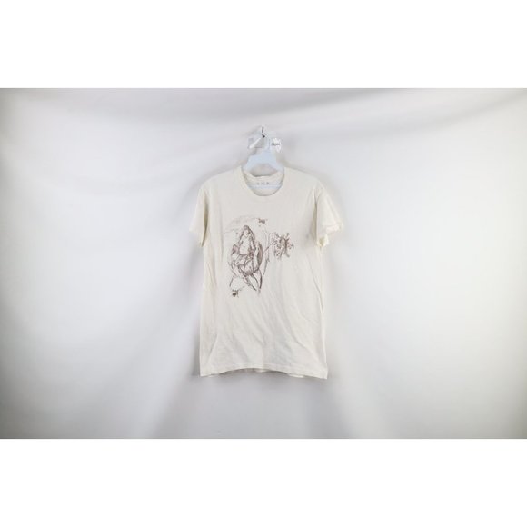 Vintage 70s Streetwear Womens Medium Spell Out Hawaii Flower Bee T-Shirt USA - Picture 1 of 8